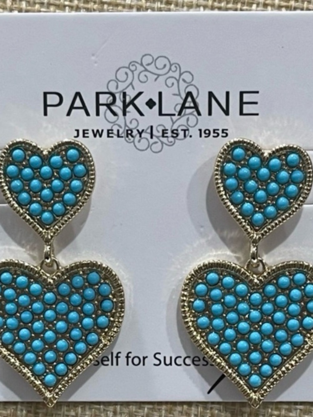 Park Lane Turquoise Blue Double Heart Drop Earrings